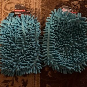 Chenille Microfiber Cleaning Mitts - Blue